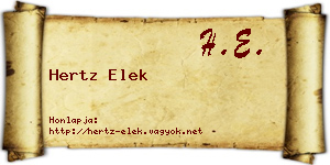 Hertz Elek névjegykártya